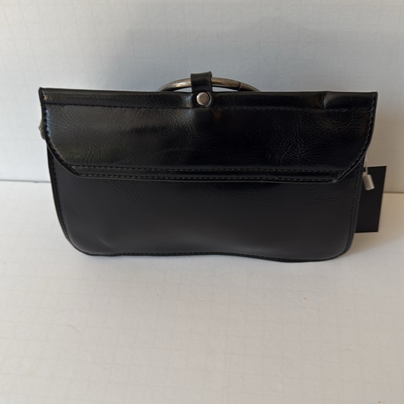 Joy Susan Bag Black Aria Ring Wrist Clutch Crossbody Vegan Leather - Picture 3 of 8